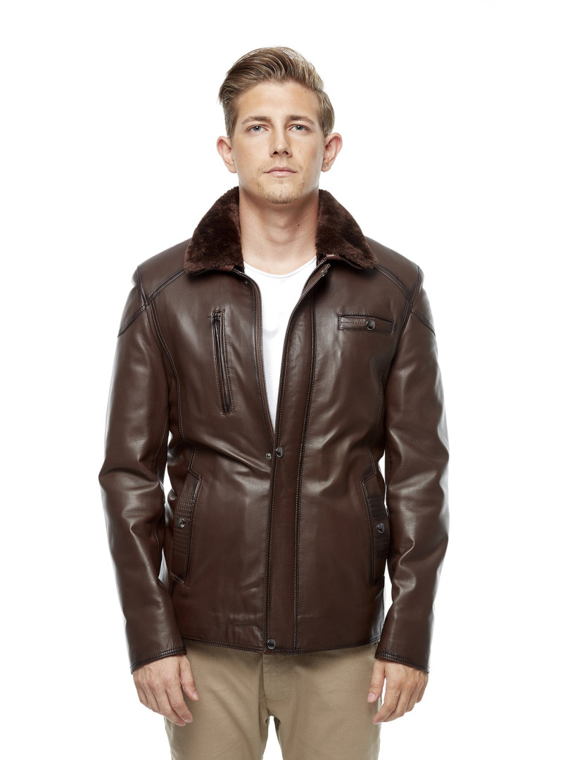 Кожаная куртка мужская Hodore H35-6056 коричневая 2XL (товары доставляются из-за рубежа)