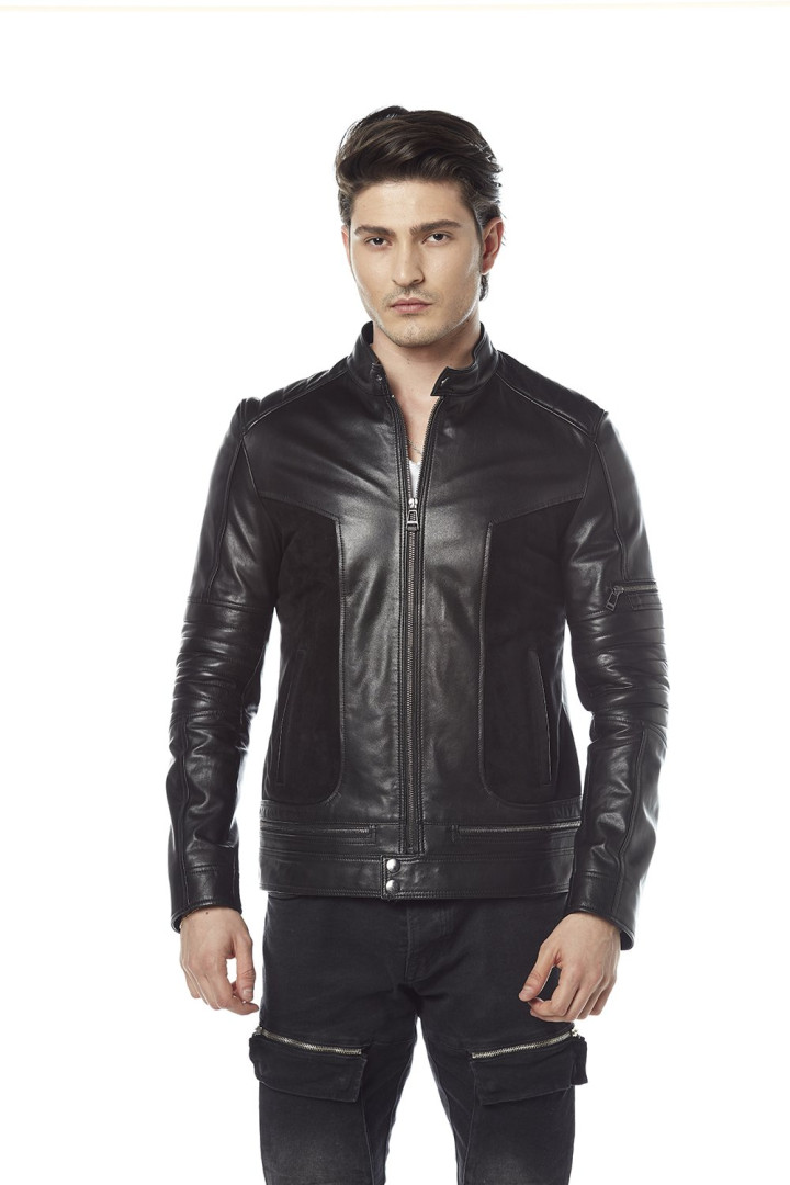 Кожаная куртка мужская Hodore H35-8716S черная 3XL (товары доставляются из-за рубежа)