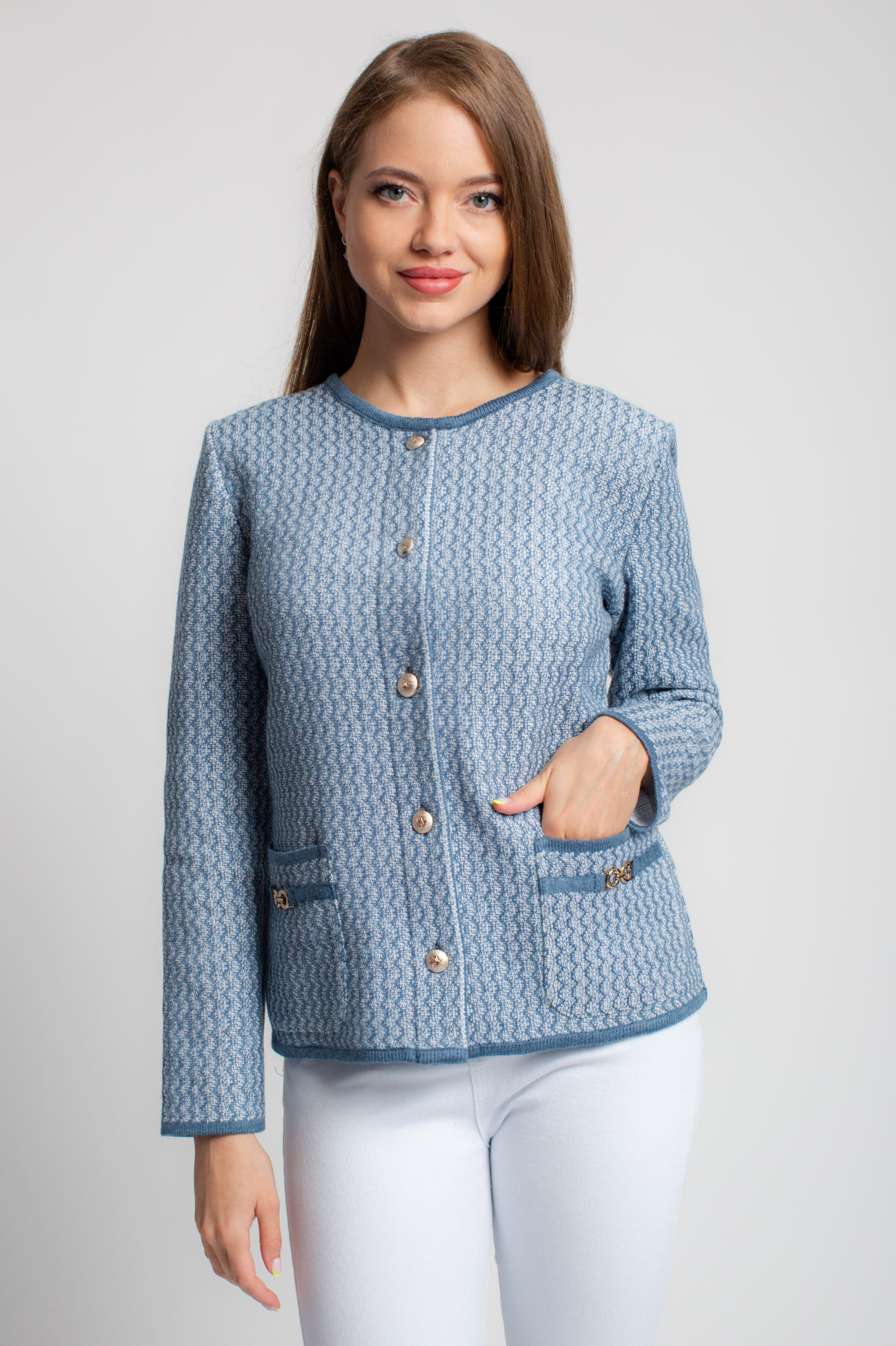 

Жакет женский Текстильная Мануфактура Д 2833 синий 56 RU, Д 2833