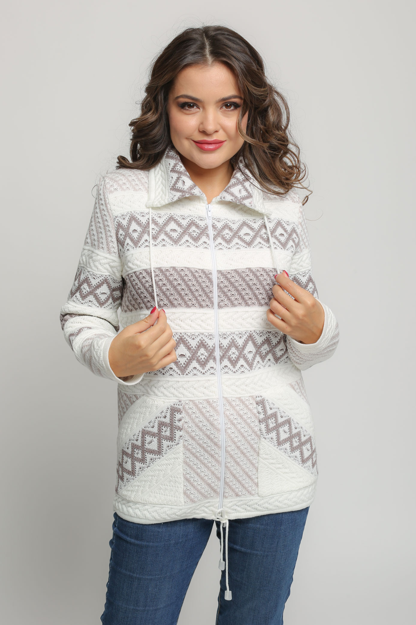 Кардиган женский Злата Стиль 5-608 в бежевый 50 RU, 5-608 в