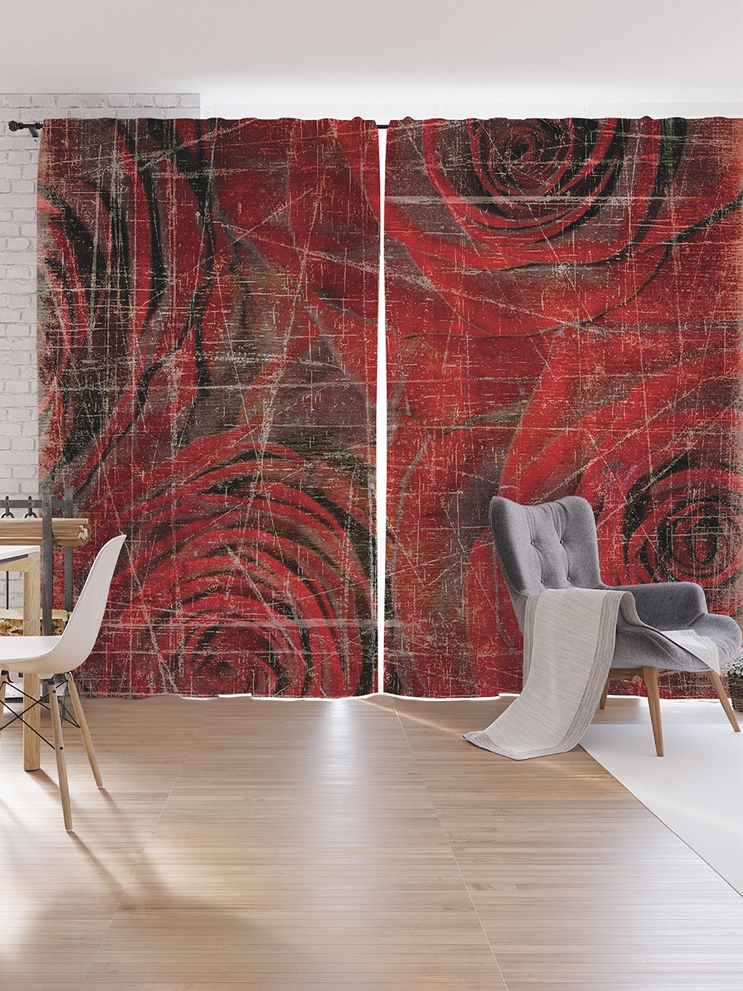 

Шторы под лён JoyArty "Царапанные цветки", серия Oxford DeLux, 340х265 см, Царапанные цветки