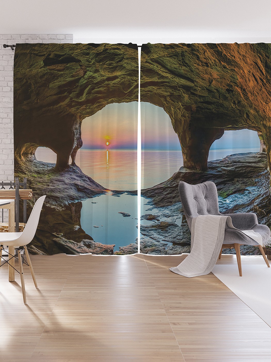 

Шторы под лён JoyArty "Пещерная архитектура", серия Oxford DeLux, 340х265 см, Пещерная архитектура