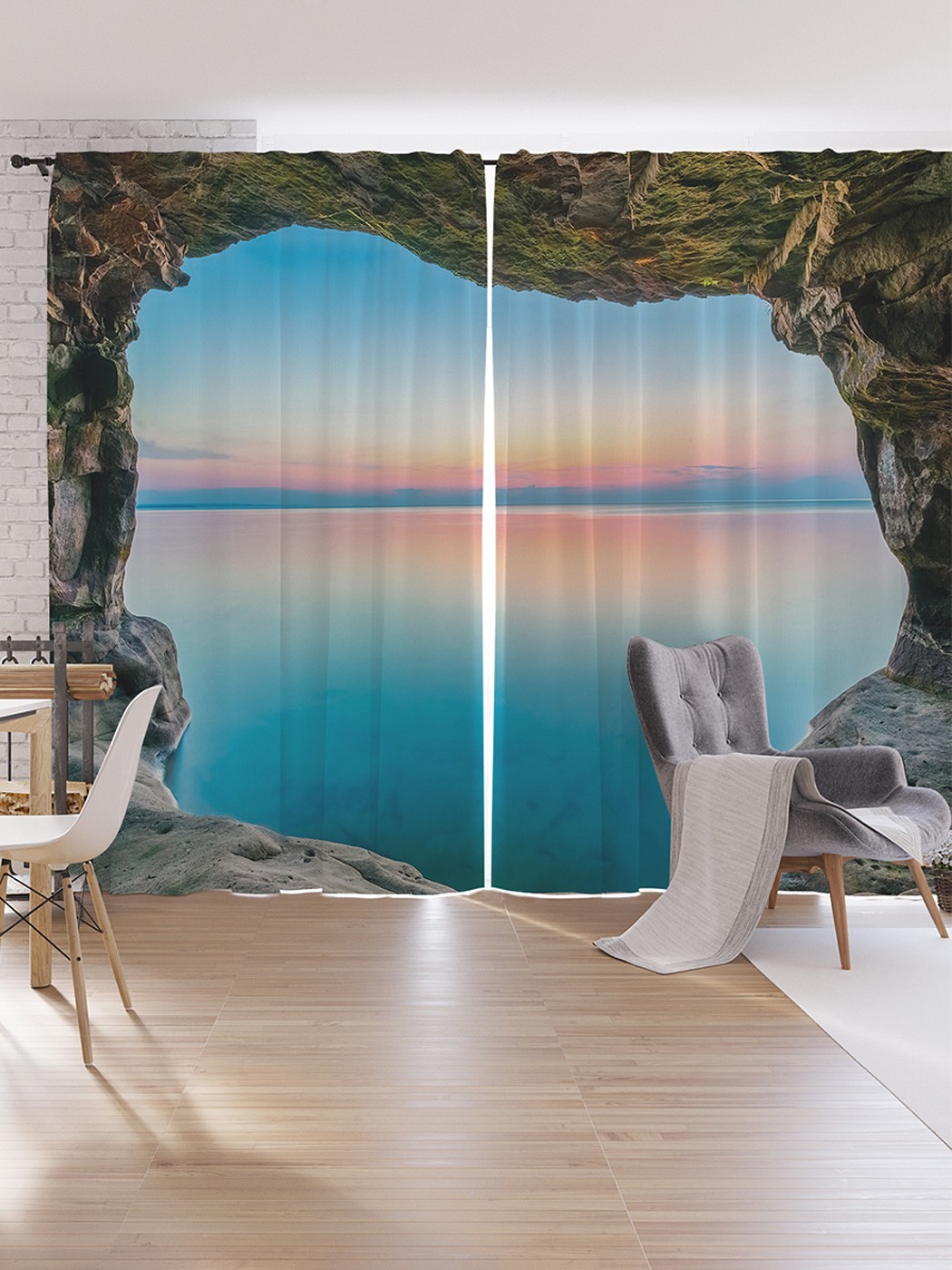 

Шторы под лён JoyArty "Пещерная рамка", серия Oxford DeLux, 340х265 см, Пещерная рамка