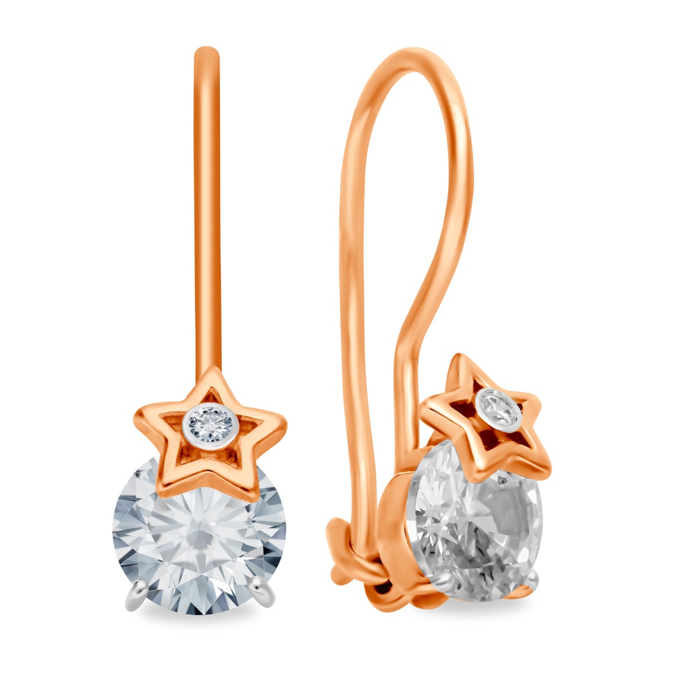 

Серьги из красного золота 585Gold 602001457, фианит, 602001457