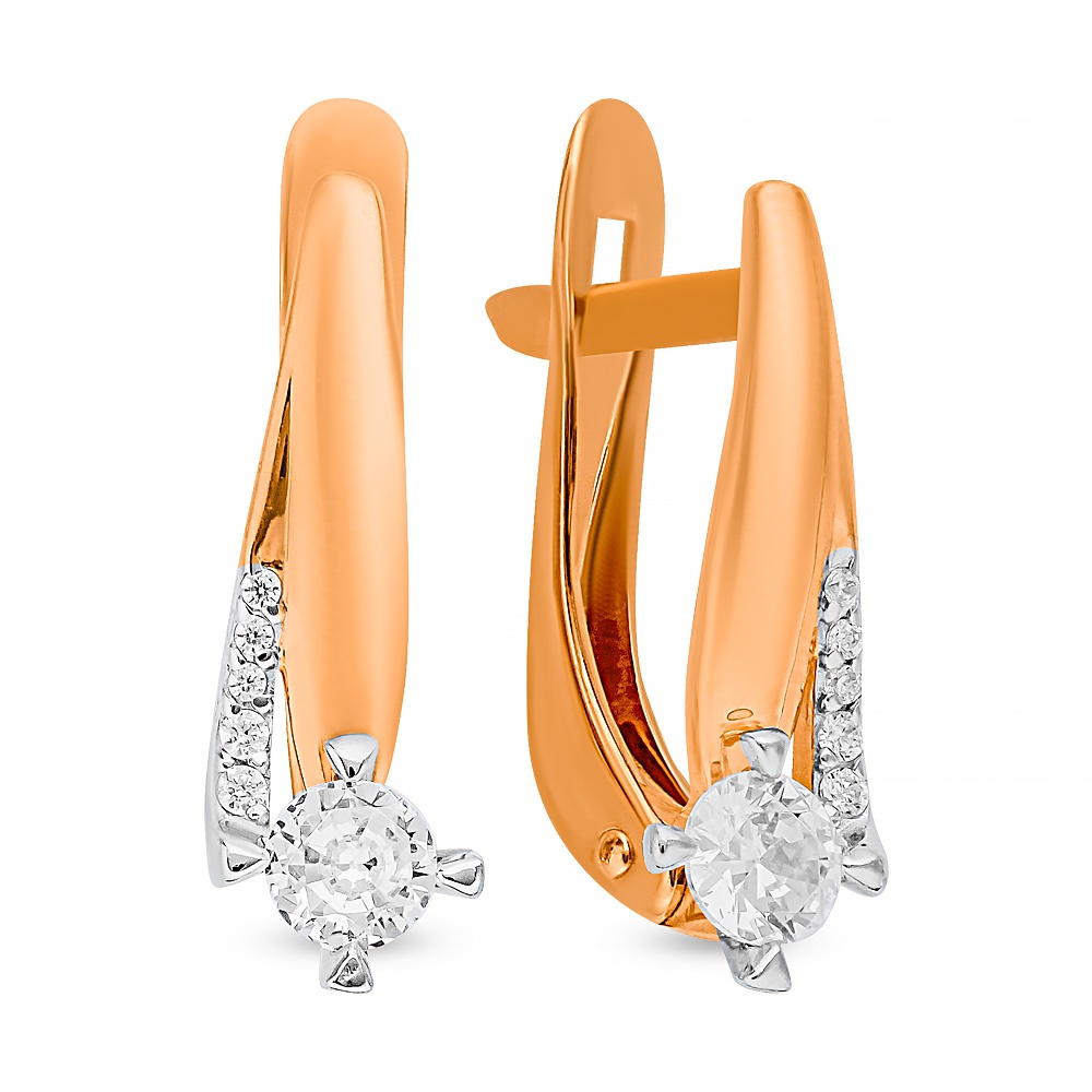 

Серьги из красного золота 585Gold 302006601, фианит, 302006601