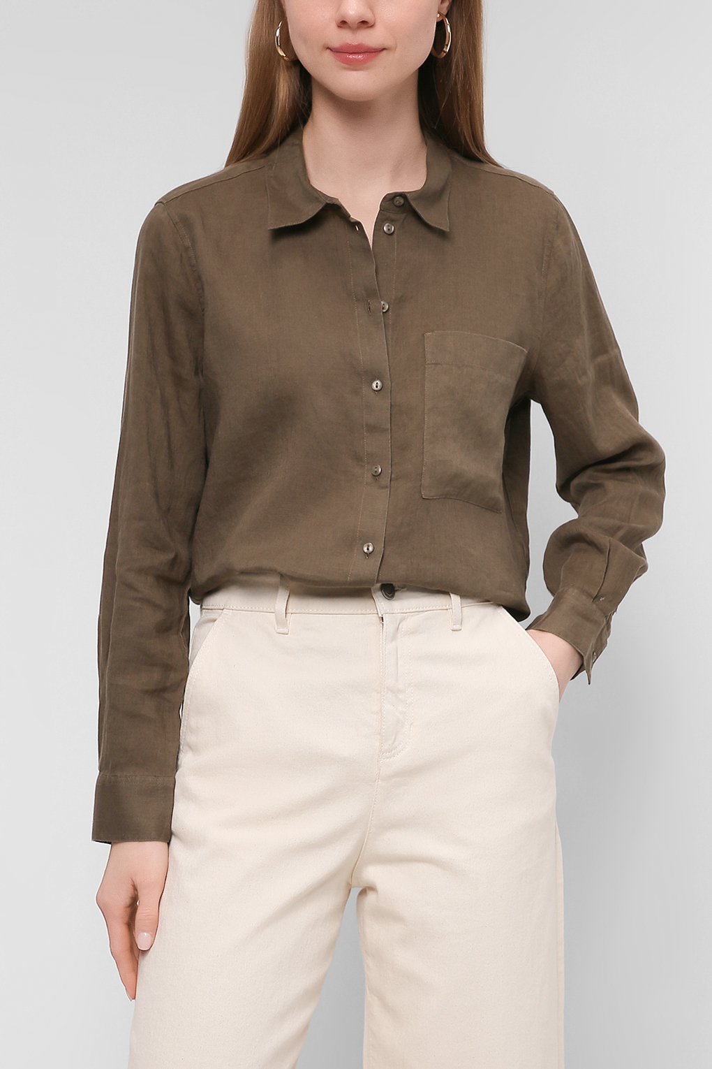 

Рубашка женская Essentials by Stockmann 2203 MADELINE хаки 34, 2203 MADELINE