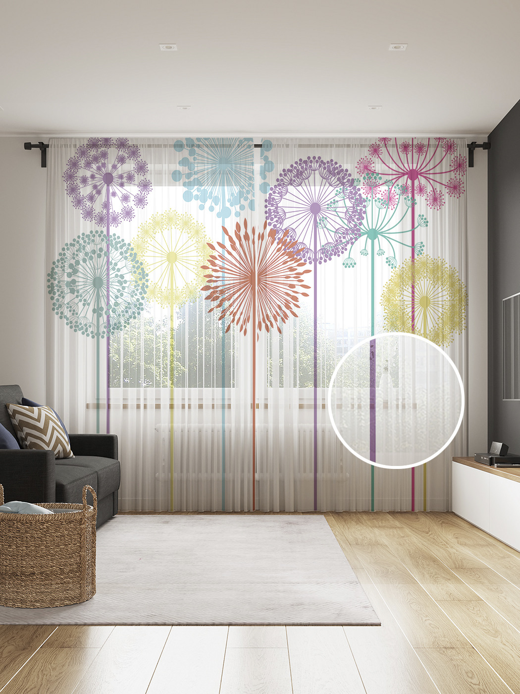 

Фототюль JoyArty "Зонтичные цветы", 145x265см (2 полотна со шторной лентой + 50 крючков), Зонтичные цветы