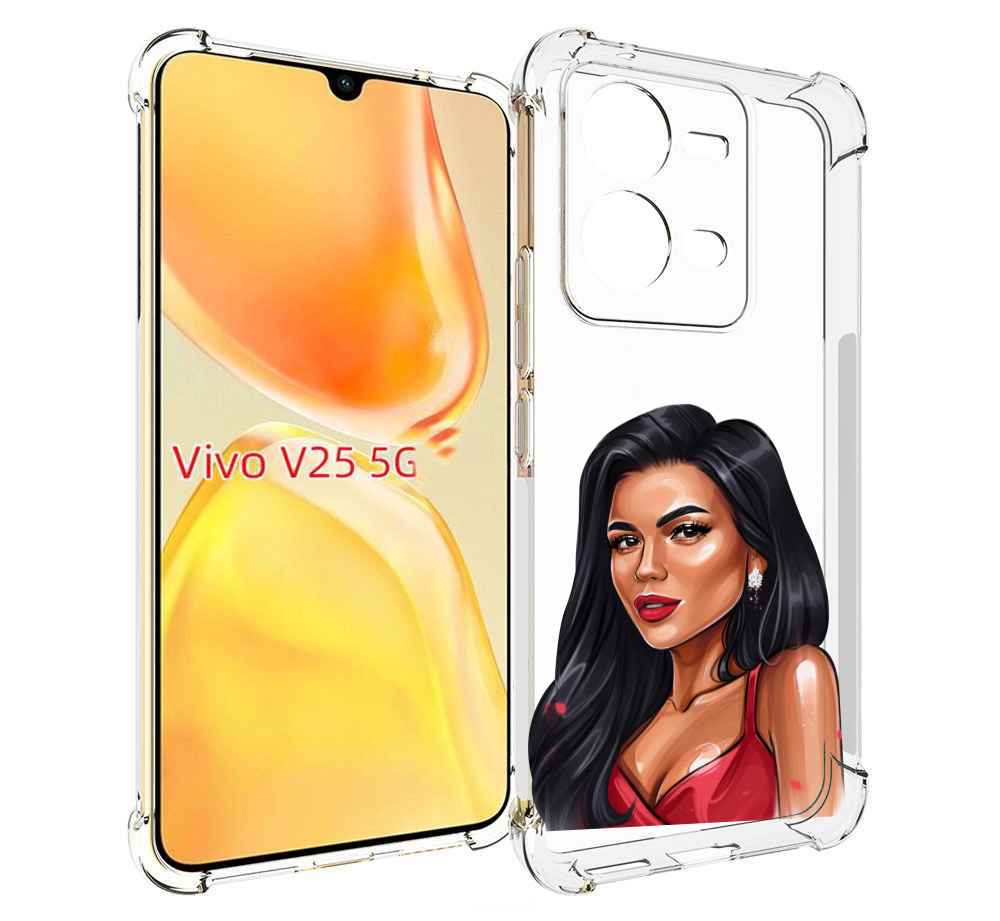 

Чехол MyPads Брюнетка-в-красном-платье для Vivo V25 5G / V25e, Прозрачный, Tocco
