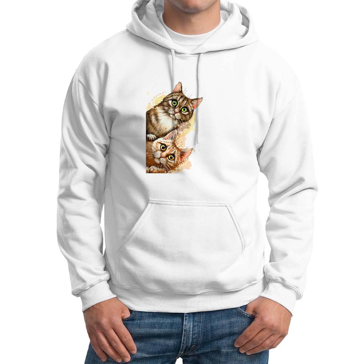 

Худи унисекс CoolPodarok Животные. Кошечки из угла белое 60 RU, CX60M0601595