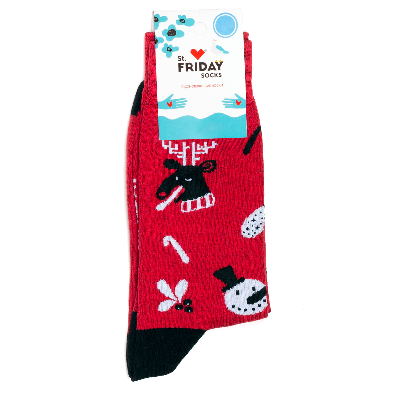 

Носки унисекс St. Friday Socks Olen-s-Yazikom красный/черный/белый 38-41, Olen-s-Yazikom