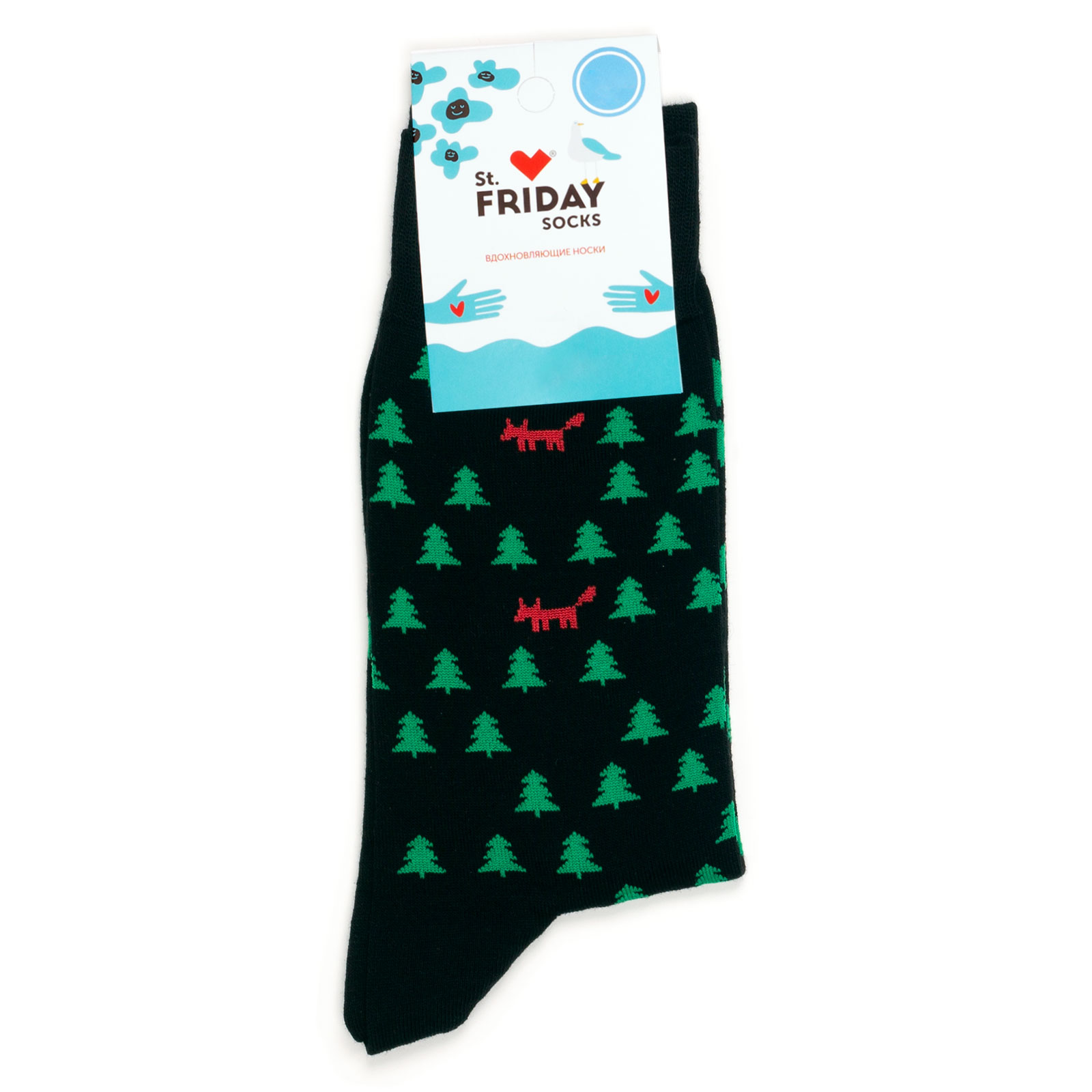 

Носки унисекс St. Friday Socks Lisy-v-Elochkah зеленый/красный, Lisy-v-Elochkah