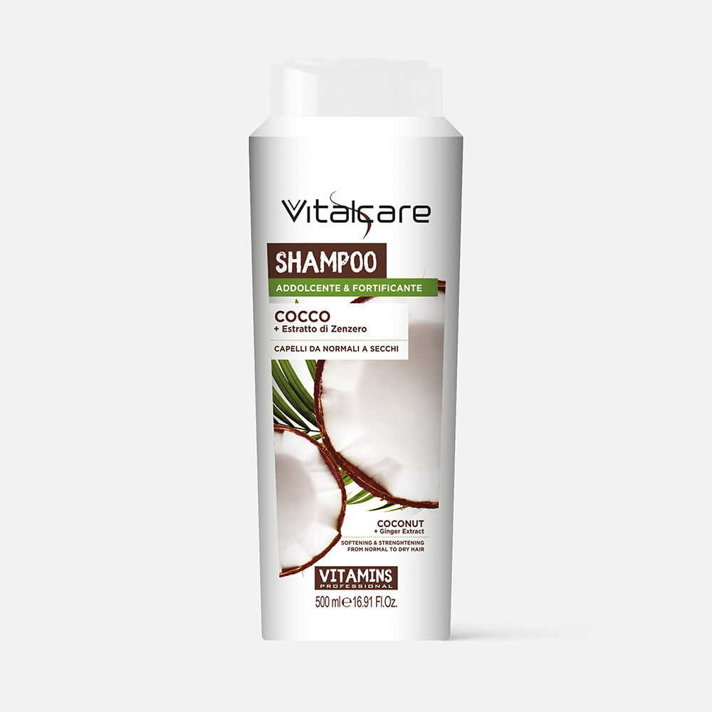 Шампунь Vitalcare Vitamins Coconut увлажнение и блеск волос с витаминами B1 B6 500 мл
