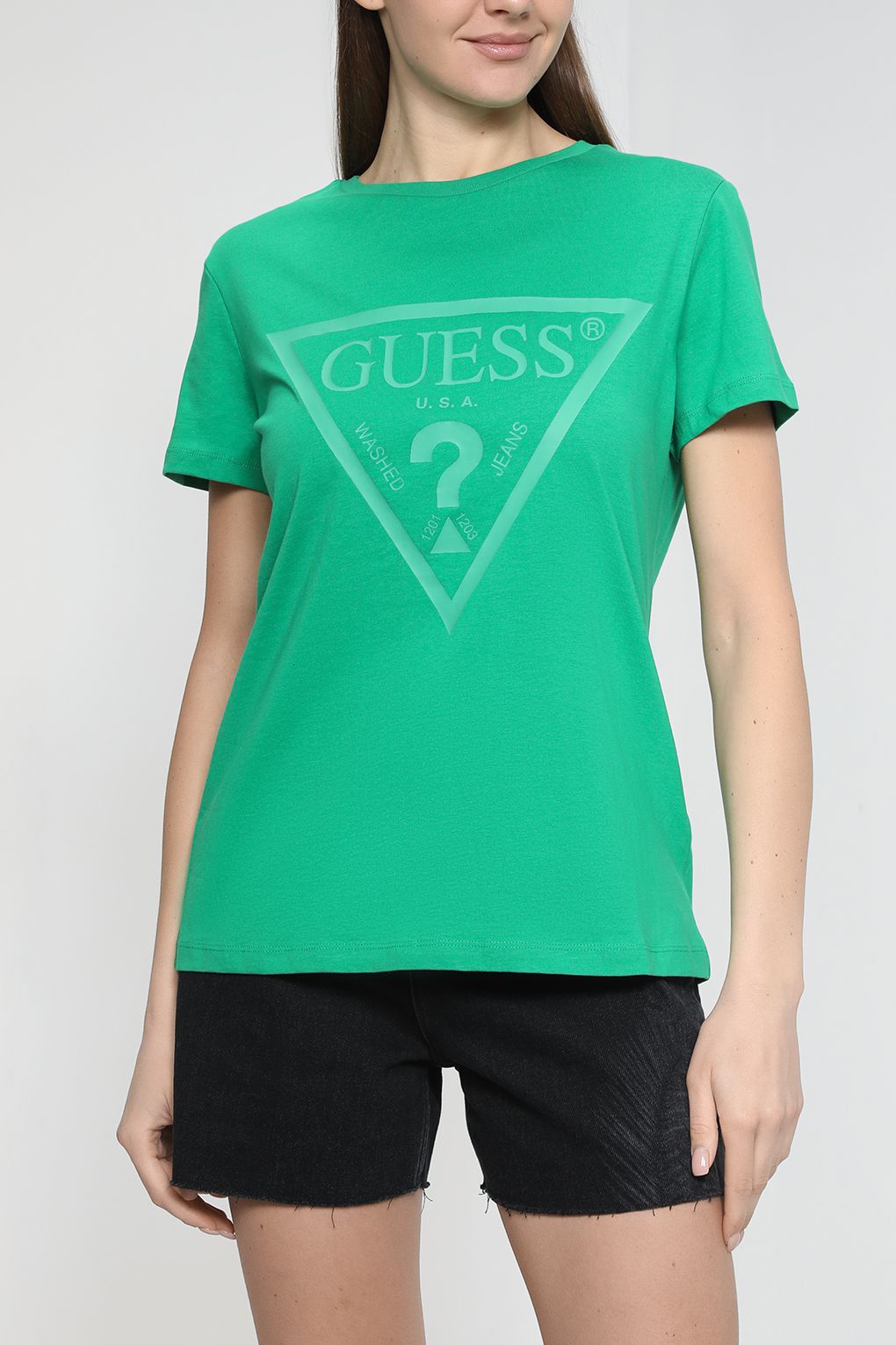 

Футболка женская Guess V2YI07 K8HM0 зеленая S, V2YI07 K8HM0