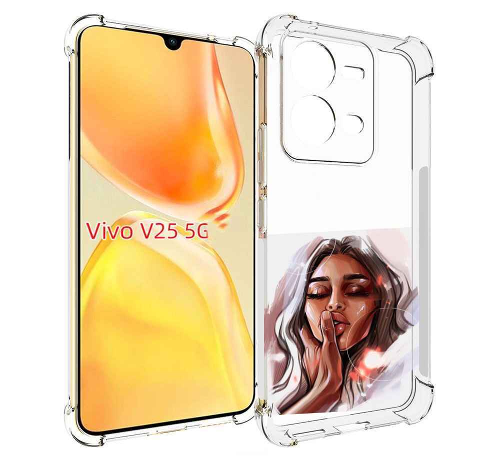 

Чехол MyPads Большие-губы женский для Vivo V25 5G / V25e, Прозрачный, Tocco