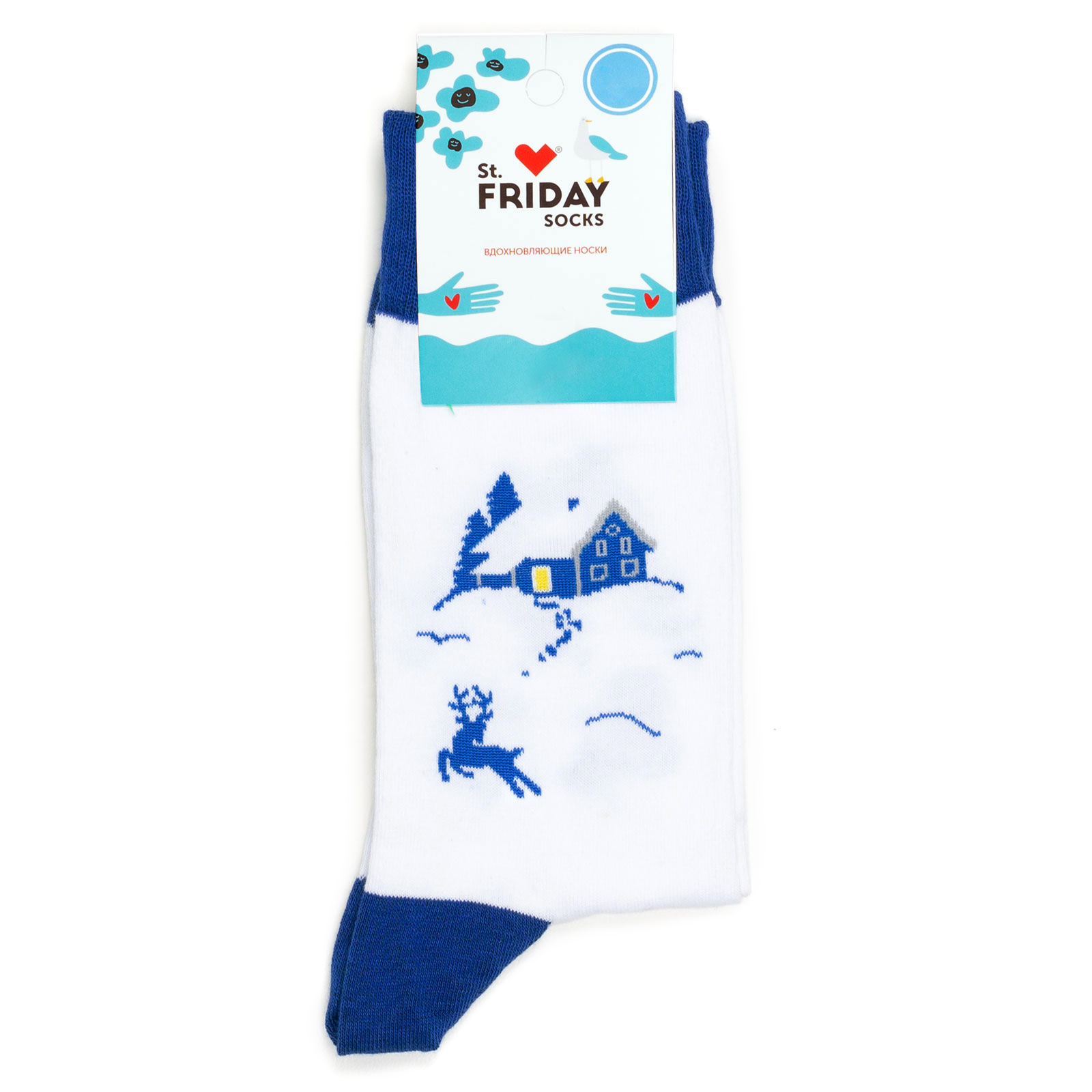 

Носки унисекс St. Friday Socks Domik-v-Snegu разноцветные, Белый;синий, Domik-v-Snegu