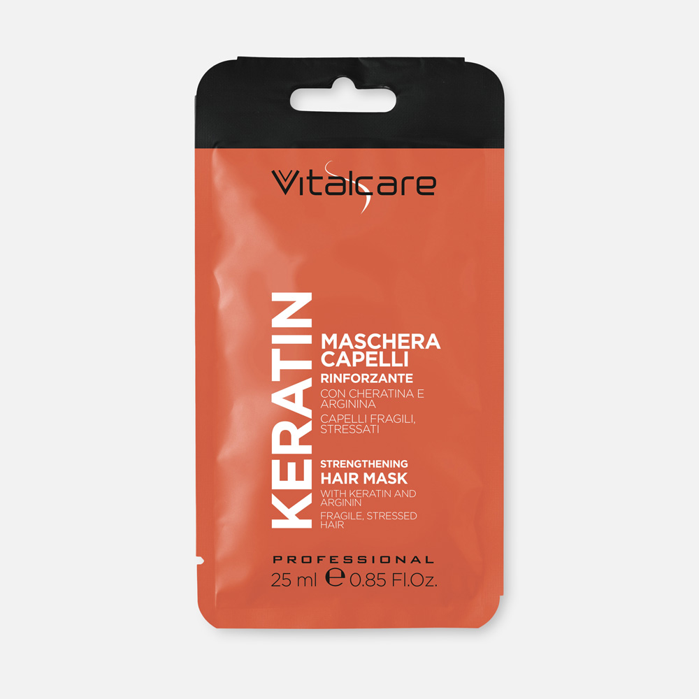 Маска Vitalcare Keratin для поврежденных и пористых волос питание и блеск волос 25 мл