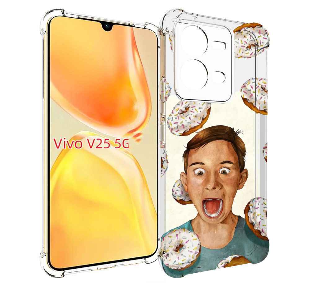 

Чехол MyPads Бешенные-пончики для Vivo V25 5G / V25e, Прозрачный, Tocco