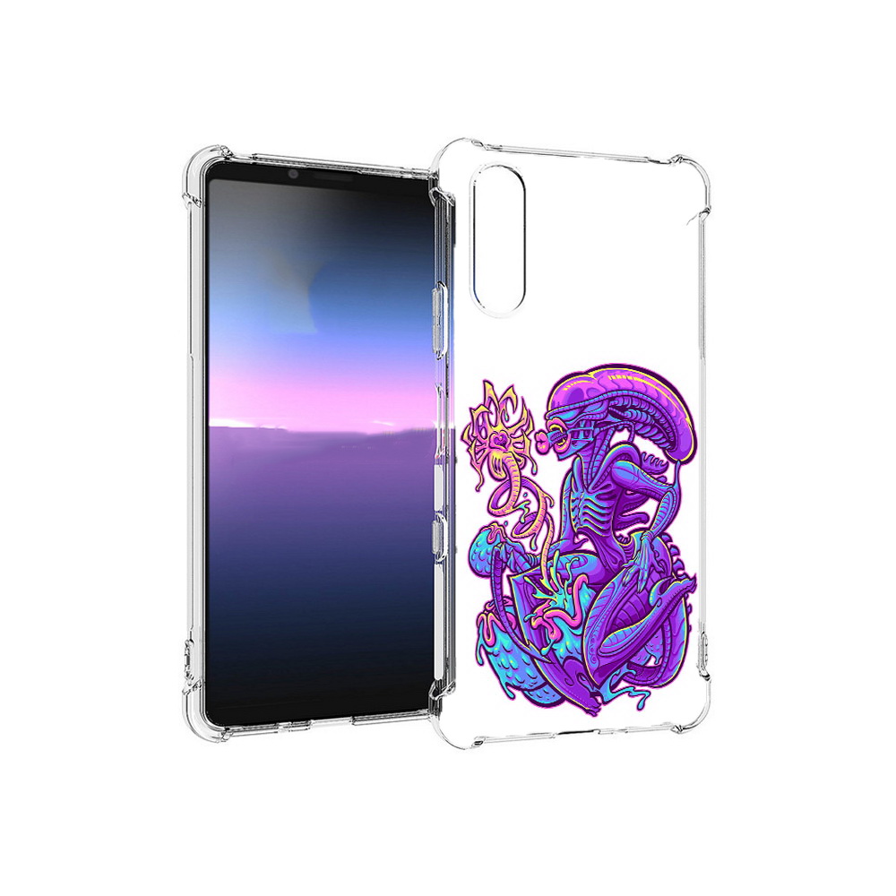 

Чехол MyPads Tocco для Sony Xperia 10 III чужой фиолетовый цвет (PT161504.223.693), Прозрачный, Tocco