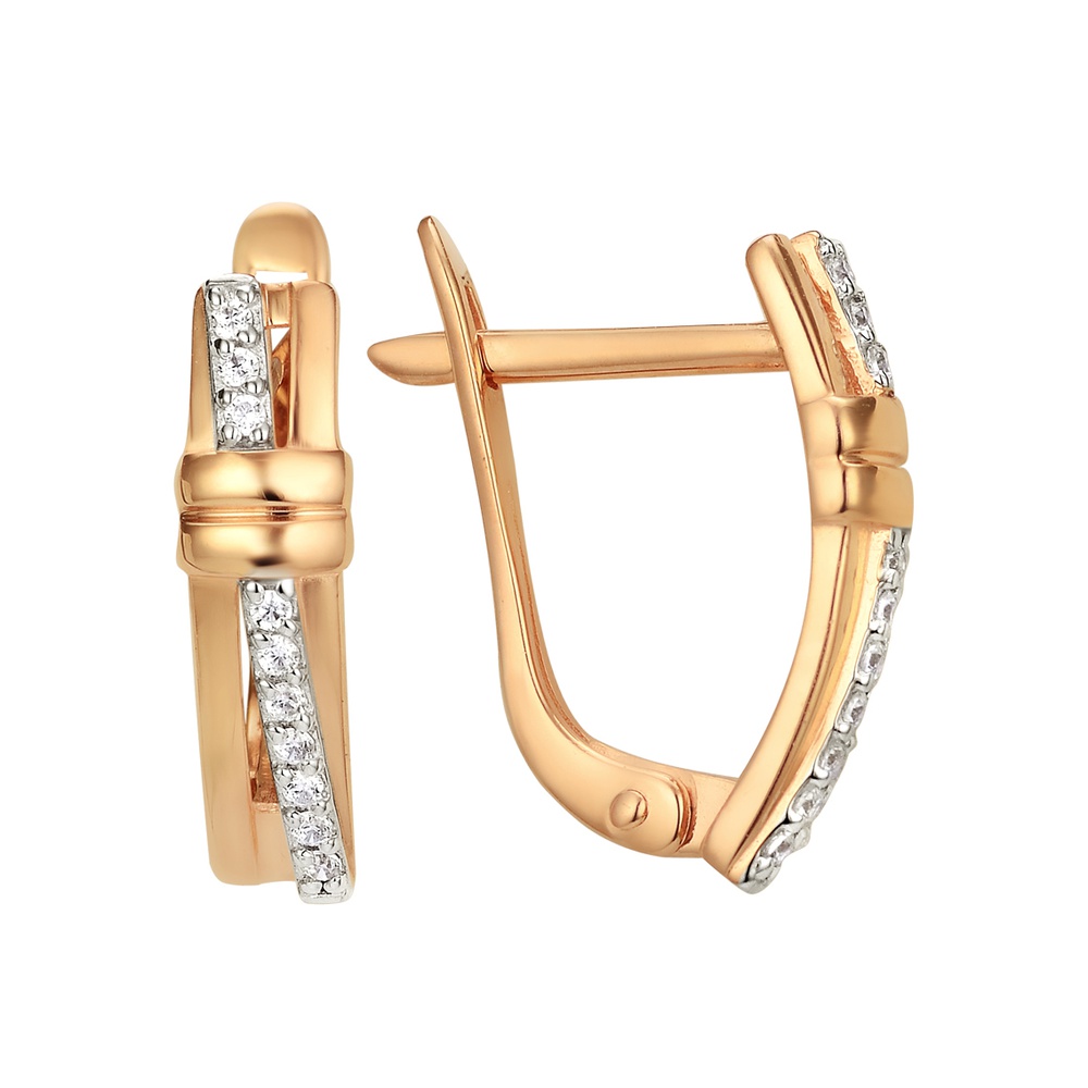 

Серьги из красного золота 585Gold 302006594, фианит, 302006594