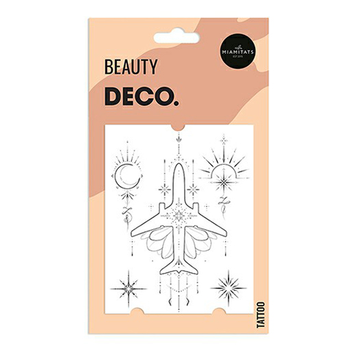 

Татуировка переводная для тела DECO. Alina Tattoo by Miami tattoos Plane, Черный