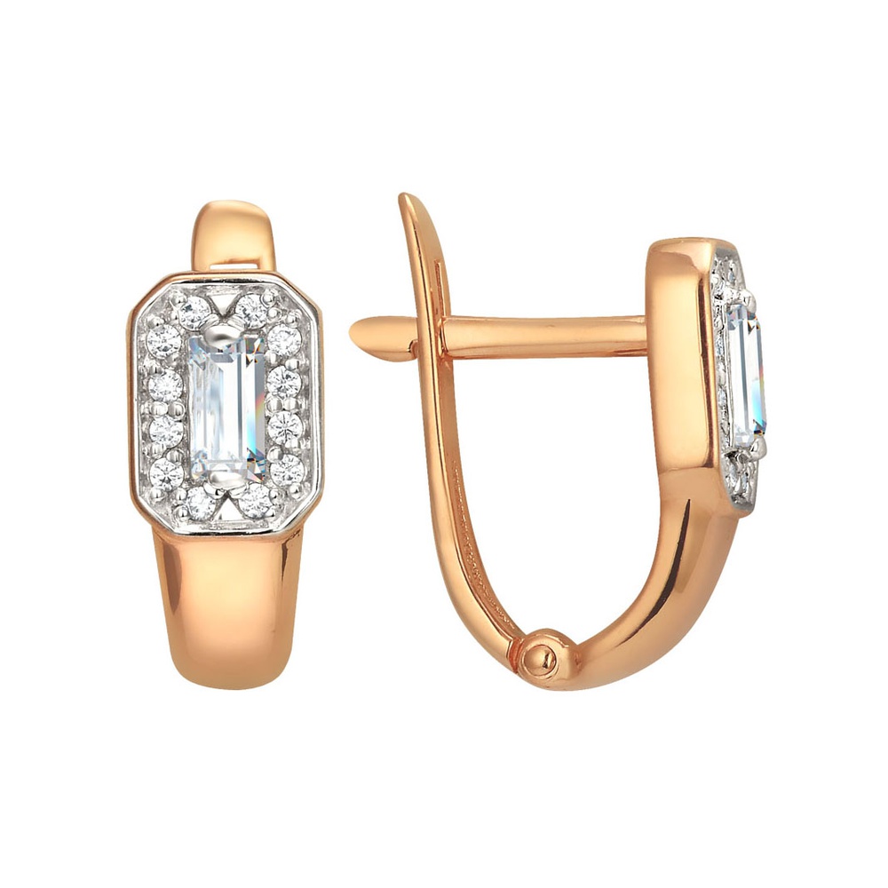 

Серьги из красного золота 585Gold 302006565, фианит, 302006565