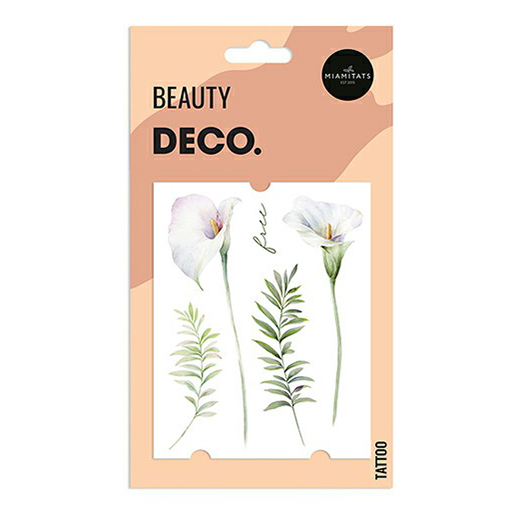 

Татуировка переводная для тела DECO. Pastel Flowers by Miami tattoos Calla, Белый