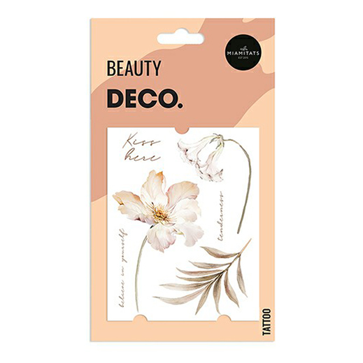 

Татуировка переводная для тела DECO. Pastel Flowers by Miami tattoos Flower, Бежевый