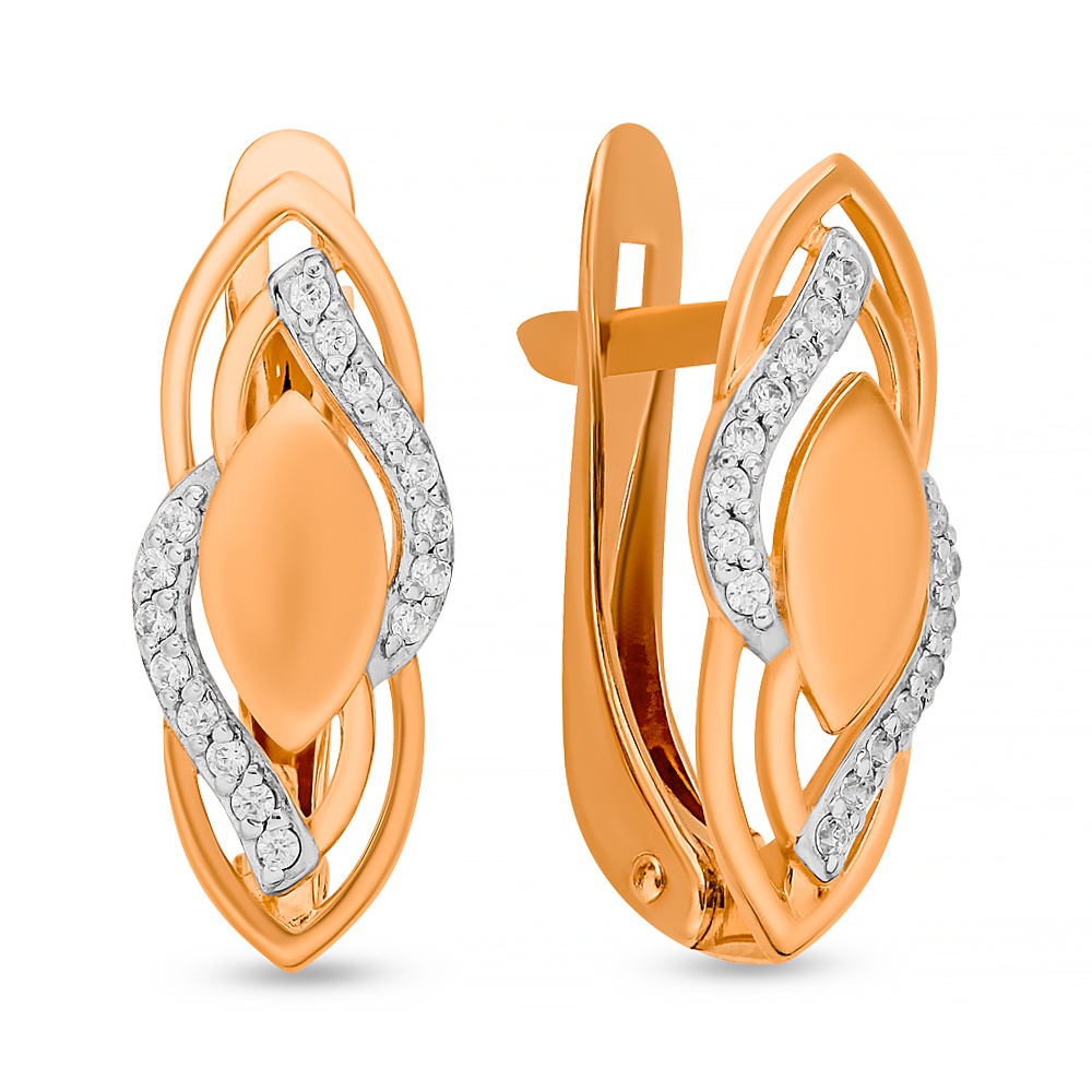 

Серьги из красного золота 585Gold 302006558, фианит, 302006558