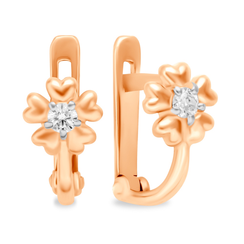 

Серьги из красного золота 585Gold 602001421, фианит, 602001421