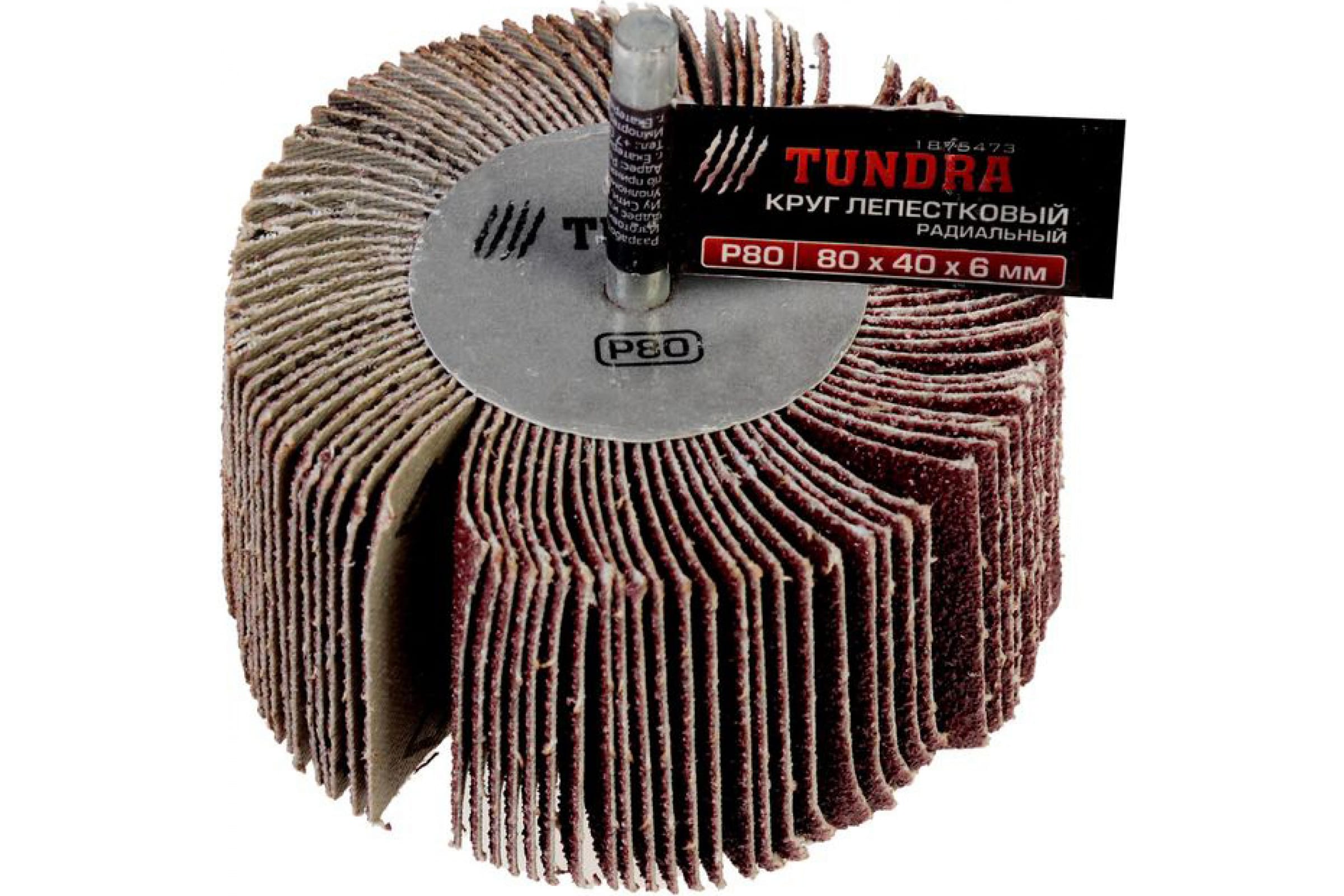 

TUNDRA Круг лепестковый радиальный , 80 х 40 х 6 мм, Р80 1875473