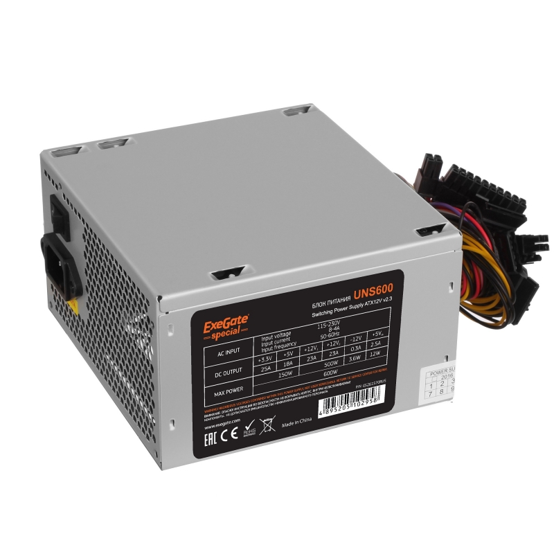 

Блок питания ExeGate UNS600 600W (ES261570RUS-PC), UNS600