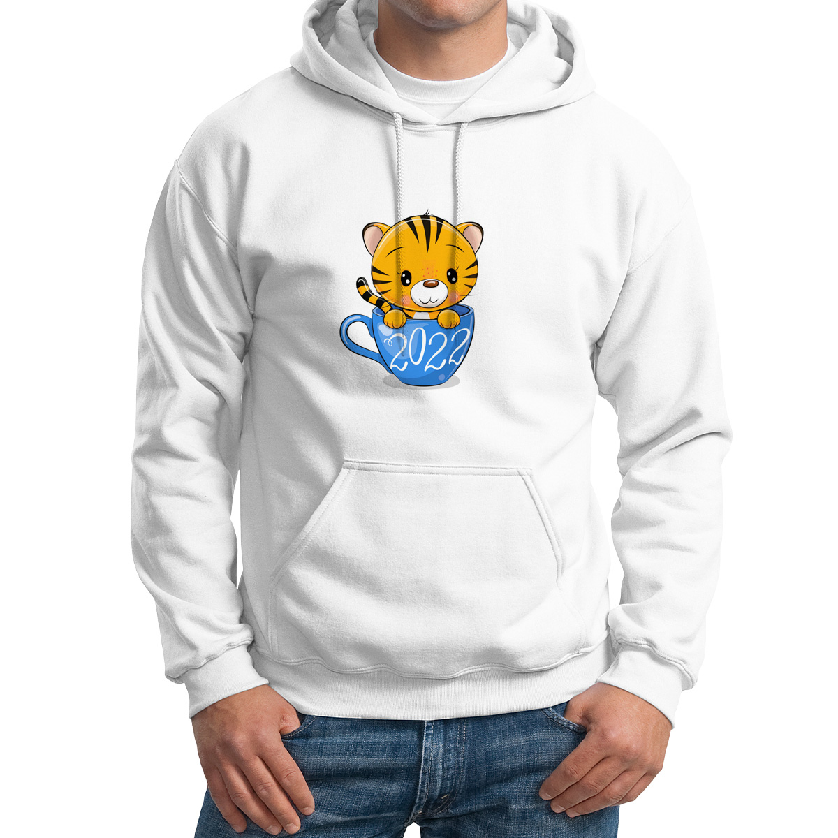 

Худи унисекс CoolPodarok Дети.Тигренок в кружке белое 60 RU, M0501585