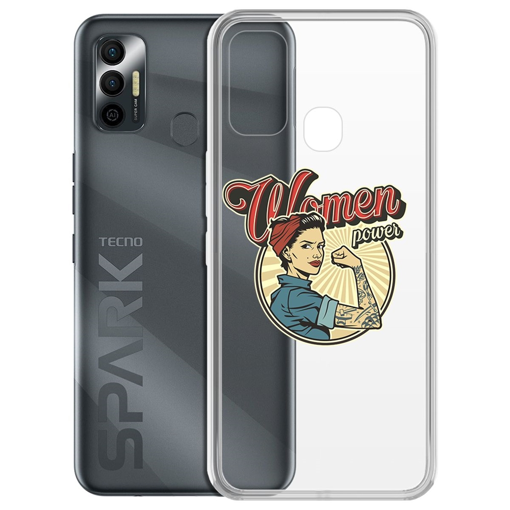 фото Чехол-накладка krutoff clear case women power для tecno spark 7