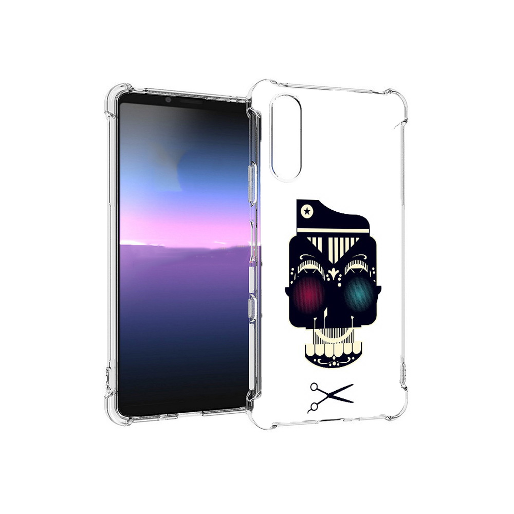

Чехол MyPads Tocco для Sony Xperia 10 III черно белый скелет с яркими глазами, Прозрачный, Tocco