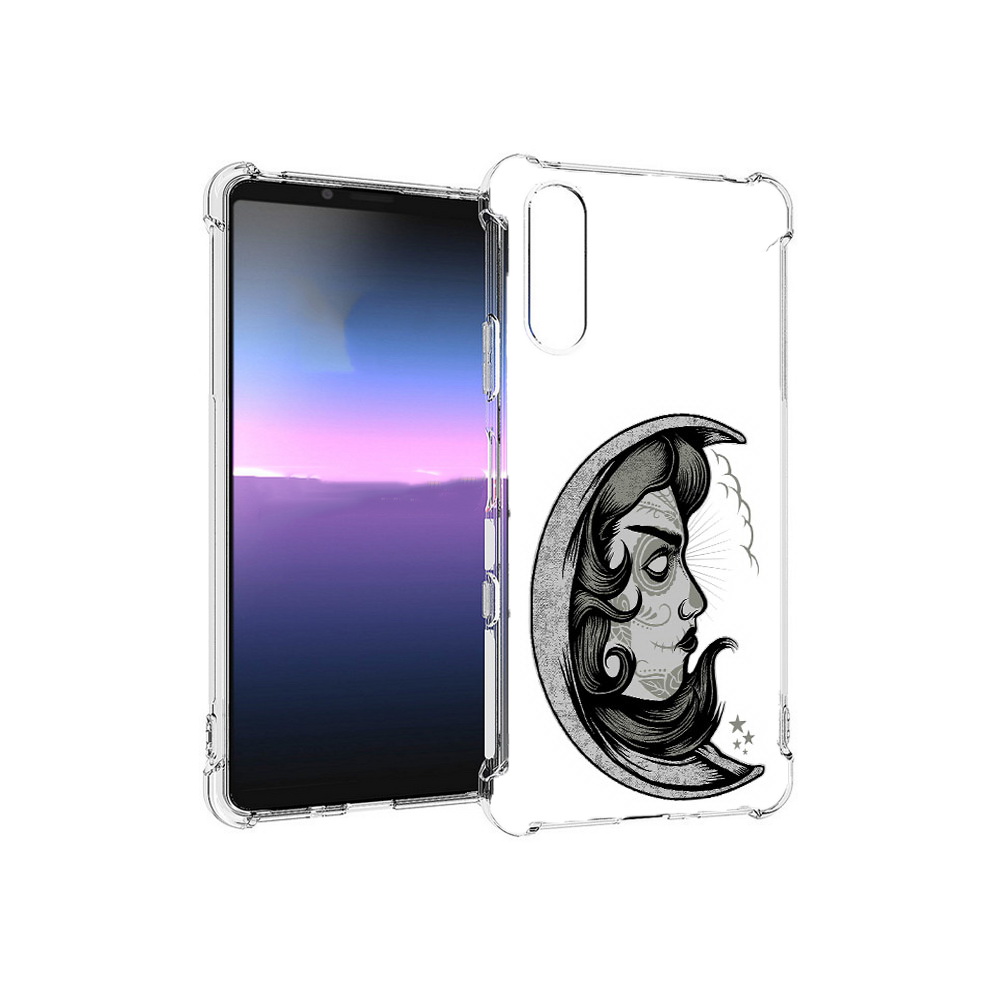 

Чехол MyPads Tocco для Sony Xperia 10 III черно белая луна с лицом (PT161504.223.680), Прозрачный, Tocco