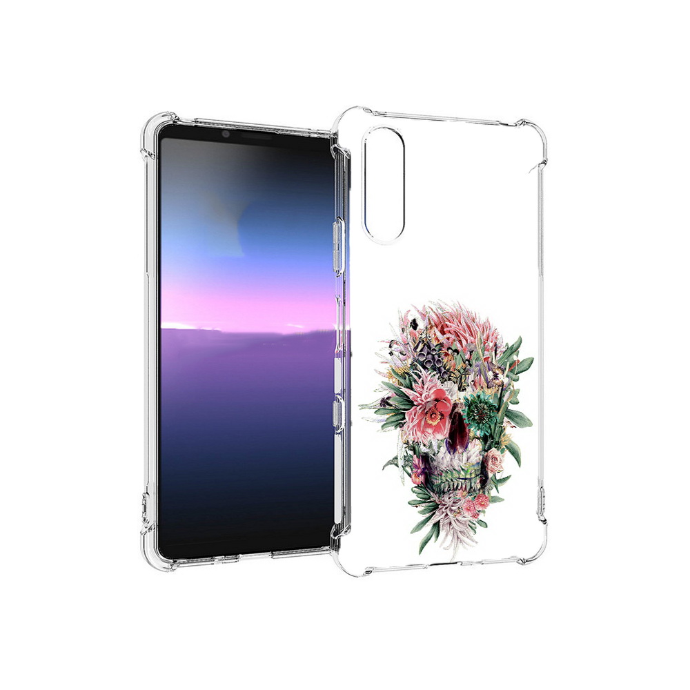 

Чехол MyPads Tocco для Sony Xperia 10 III череп из цветов (PT161504.223.677), Прозрачный, Tocco