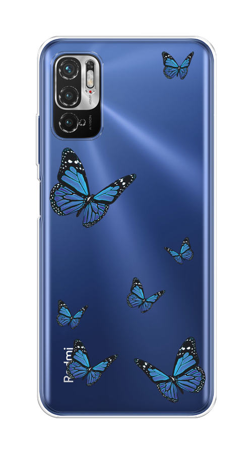 

Чехол на Xiaomi Redmi Note 10T/10 5G "Blue butterflies", Синий;черный, 310750-1