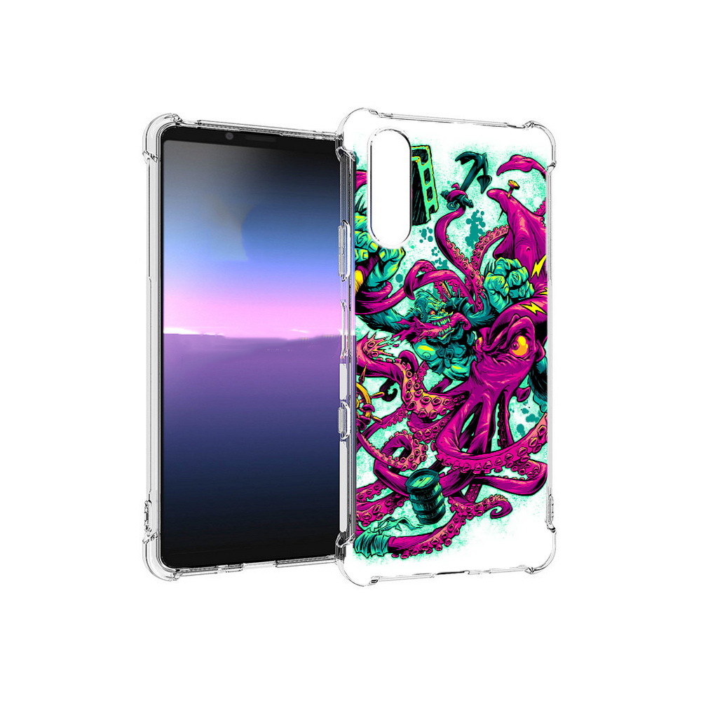 

Чехол MyPads Tocco для Sony Xperia 10 III фиолетовый кракен (PT161504.223.657), Прозрачный, Tocco