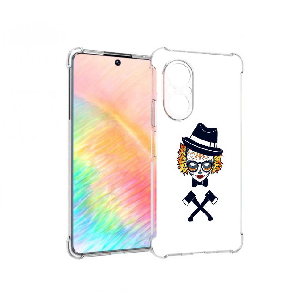 

Чехол MyPads Tocco для Honor 50 SE девушка в маске с топорами рисунок, Прозрачный, Tocco