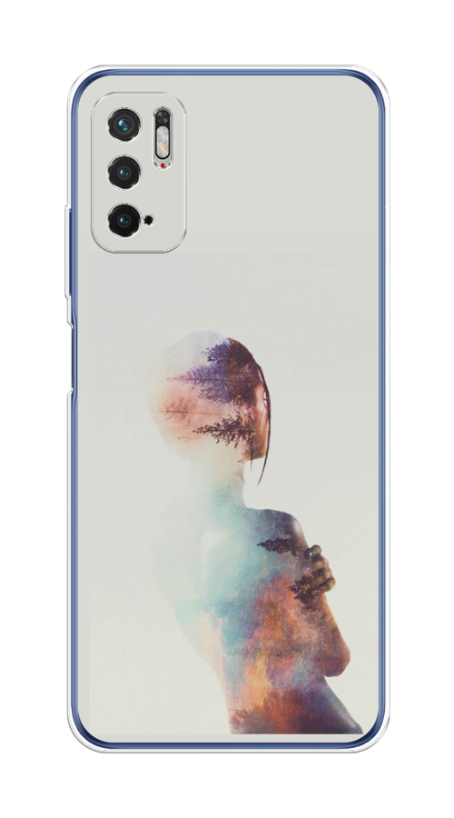 

Чехол на Xiaomi Redmi Note 10T/10 5G "Девушка-лес", Розовый;голубой;серый, 310750-1