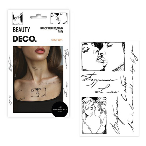 Купить Татуировки переводные для тела Deco Beycoz Tattoo by Miami tattoos Crazy love, DECO.