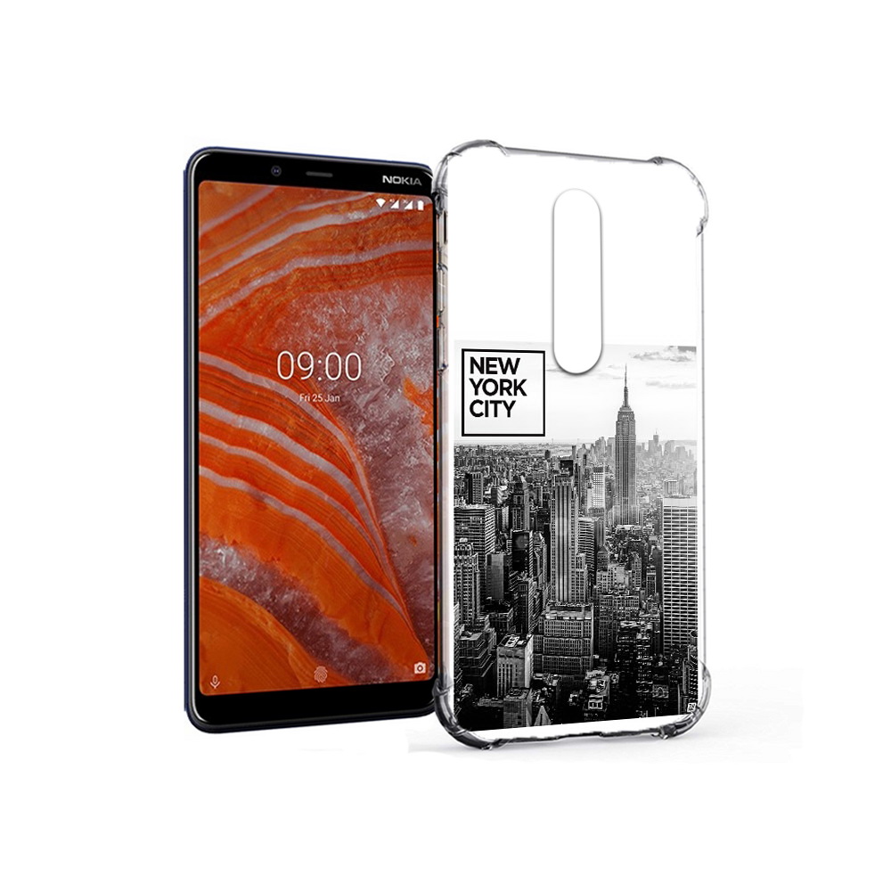 

Чехол MyPads Tocco для Nokia 3.1 Plus черно белый ньюерк (PT121397.96.686), Прозрачный, Tocco
