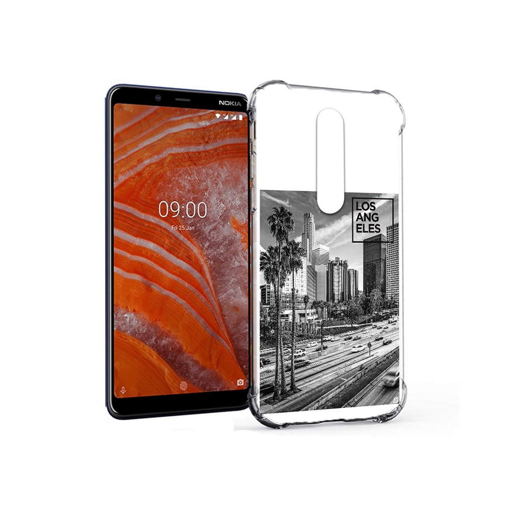 

Чехол MyPads Tocco для Nokia 3.1 Plus черно белый лос анджелес (PT121397.96.685), Прозрачный, Tocco