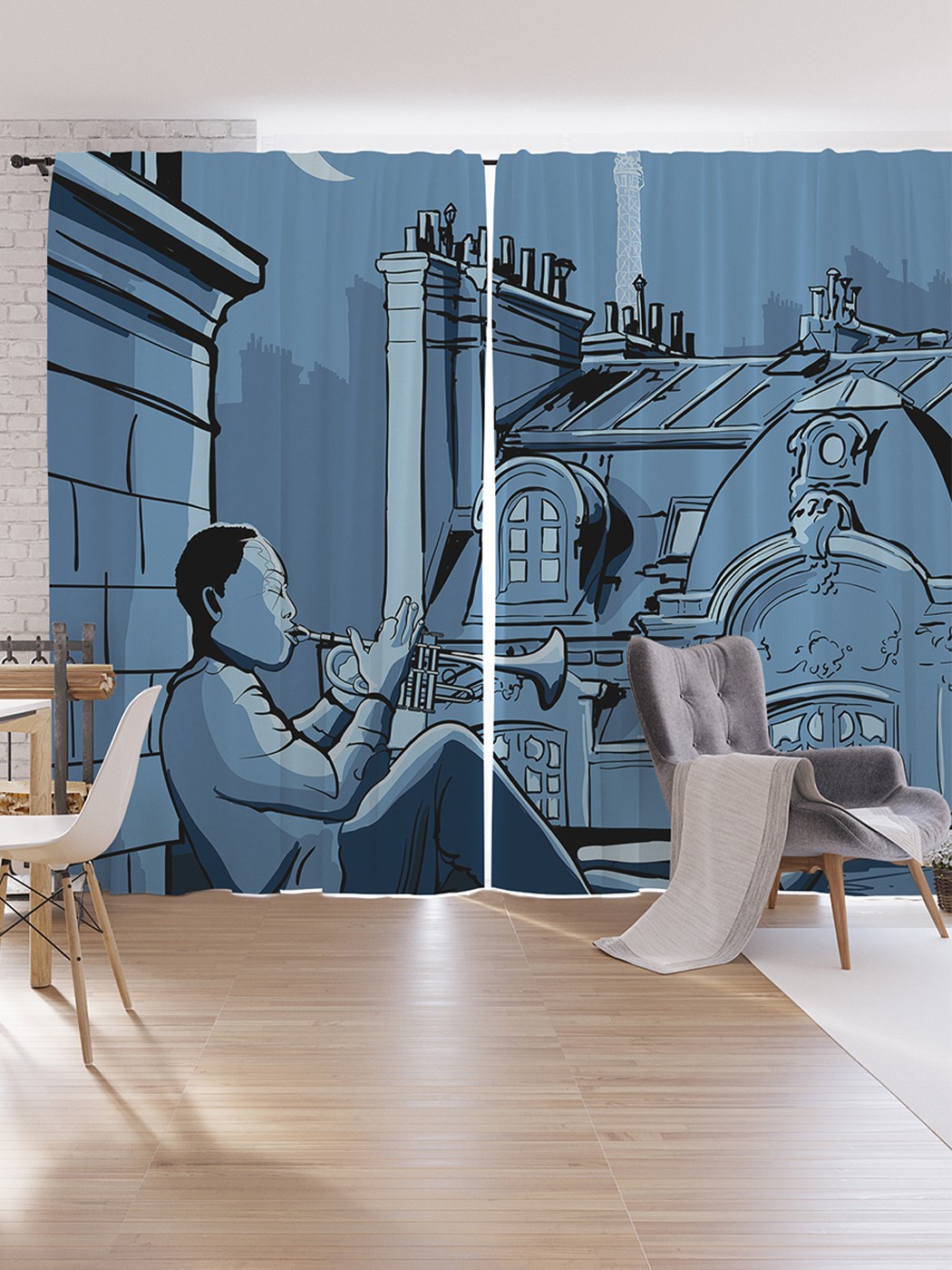 

Шторы под лён JoyArty "Музыкальное развлечение", серия Oxford DeLux, 340х265 см, Музыкальное развлечение