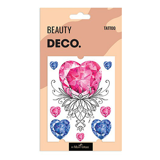 

Татуировка переводная для тела DECO. Crystal by Miami tattoos Heart, Розовый