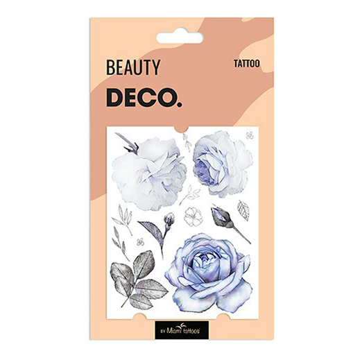 

Татуировка переводная для тела DECO. Frost flower by Miami tattoos Cold bouquet, Голубой