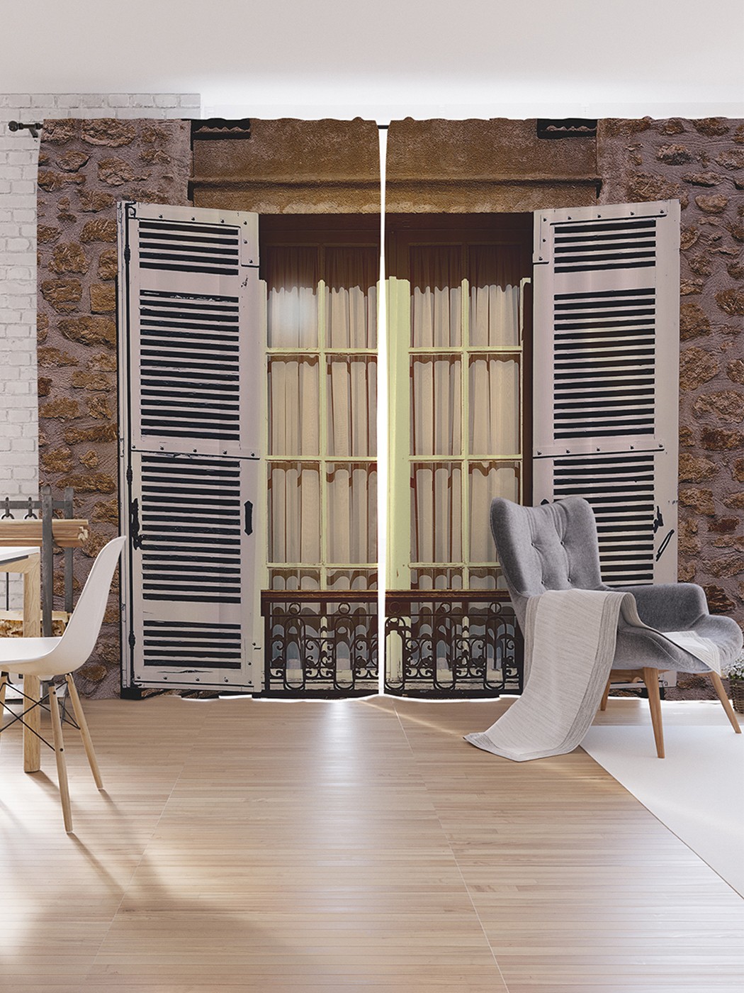 

Шторы под лён JoyArty "Эффектное окно", серия Oxford DeLux, 340х265 см, Эффектное окно