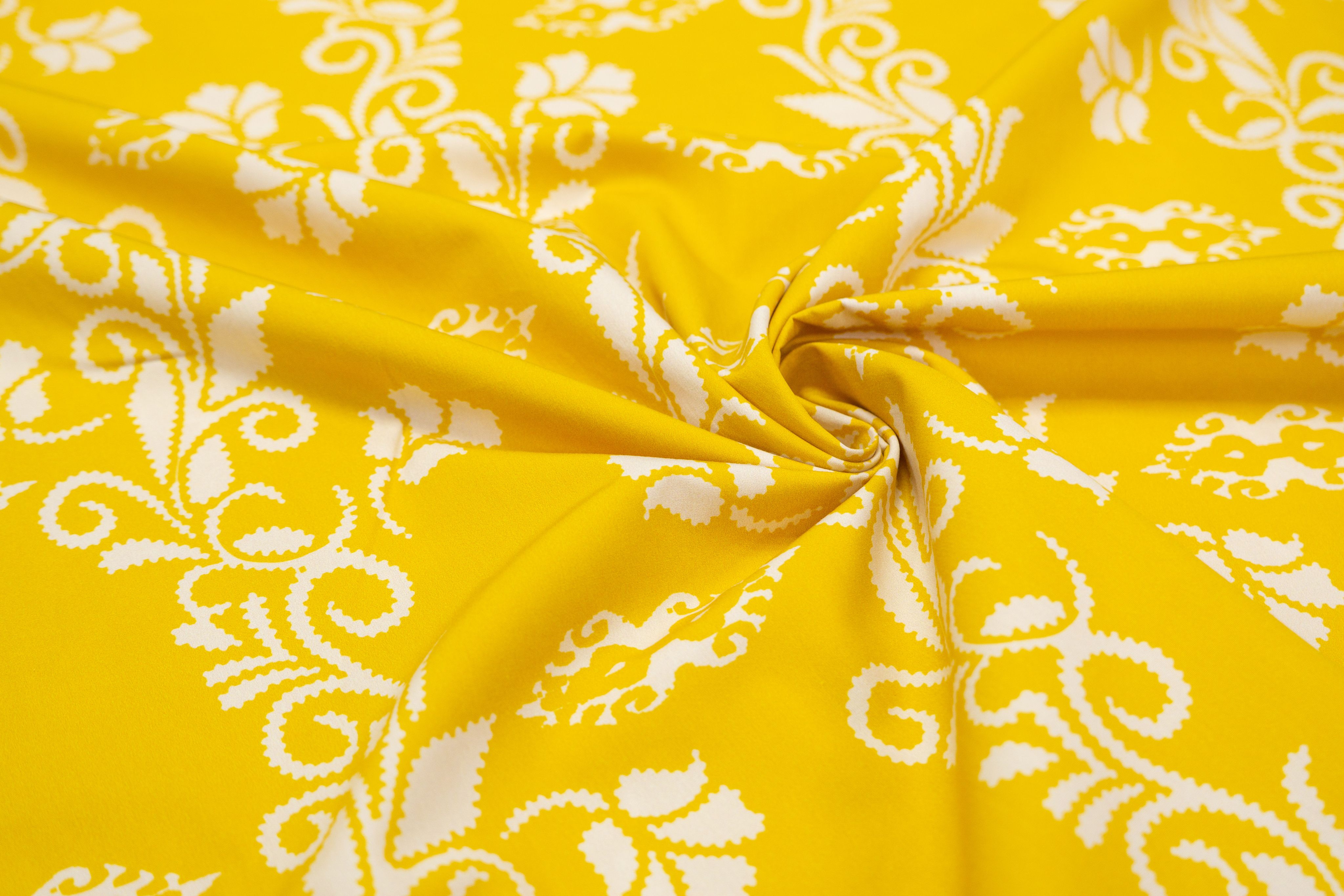 

Ткань UNOFABRIC MON0310491 Хлопок горчичный с выбитым рисунком. Ткань для шитья 100x150 см, Желтый