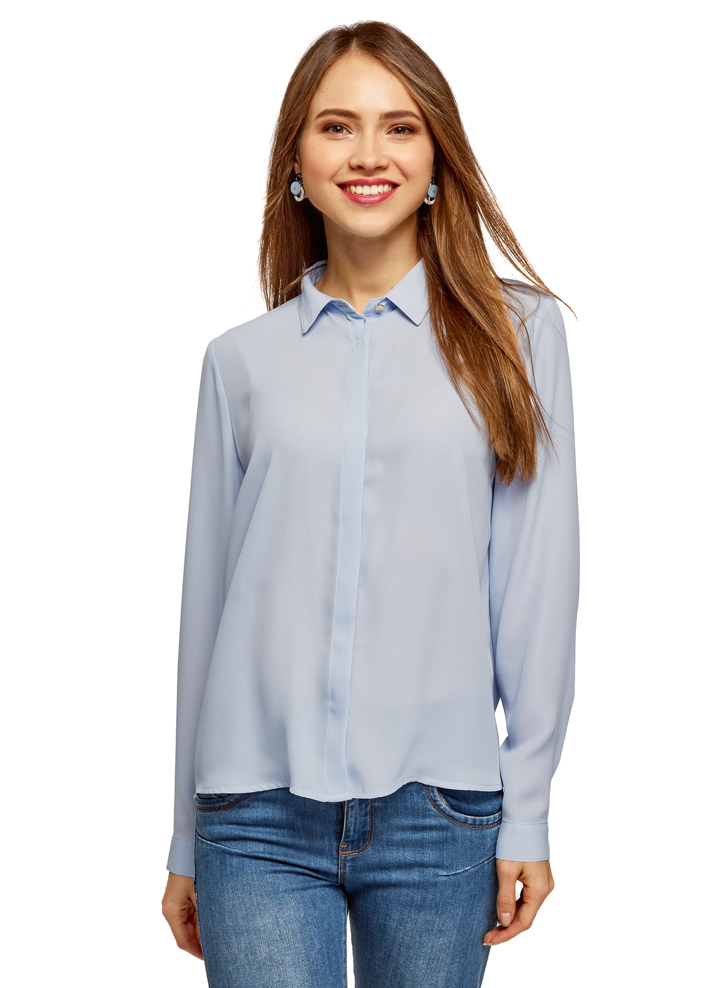 

Блуза женская oodji 11400368-9B синяя 42 EU, 11400368-9B