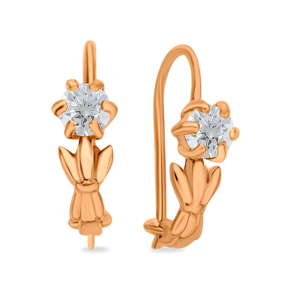 

Серьги из красного золота 585Gold 302006607, фианит, 302006607